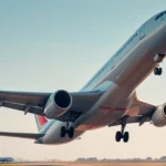 Pesawat Airbus A330-200 sedang berlepas, melambangkan pengembangan laluan transatlantik baharu Israir ke Amerika Syarikat.